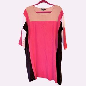Donna Karan New York Silk Color Block Dress M